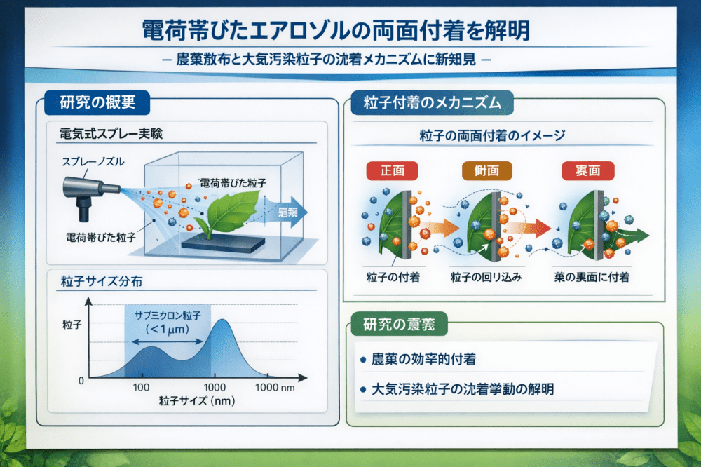 Charged Aerosols Behind the Leaf:  Uncovering Deposition Mechanisms 🍃葉の裏側に沈着する帯電微粒子：堆積のメカニズム