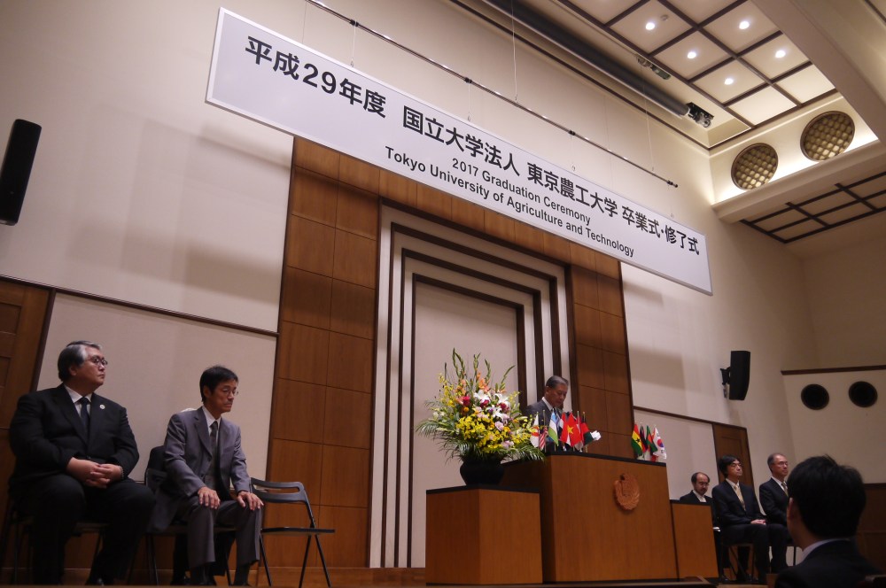 Graduation ceremony for 2 students (2017/9) 卒業式