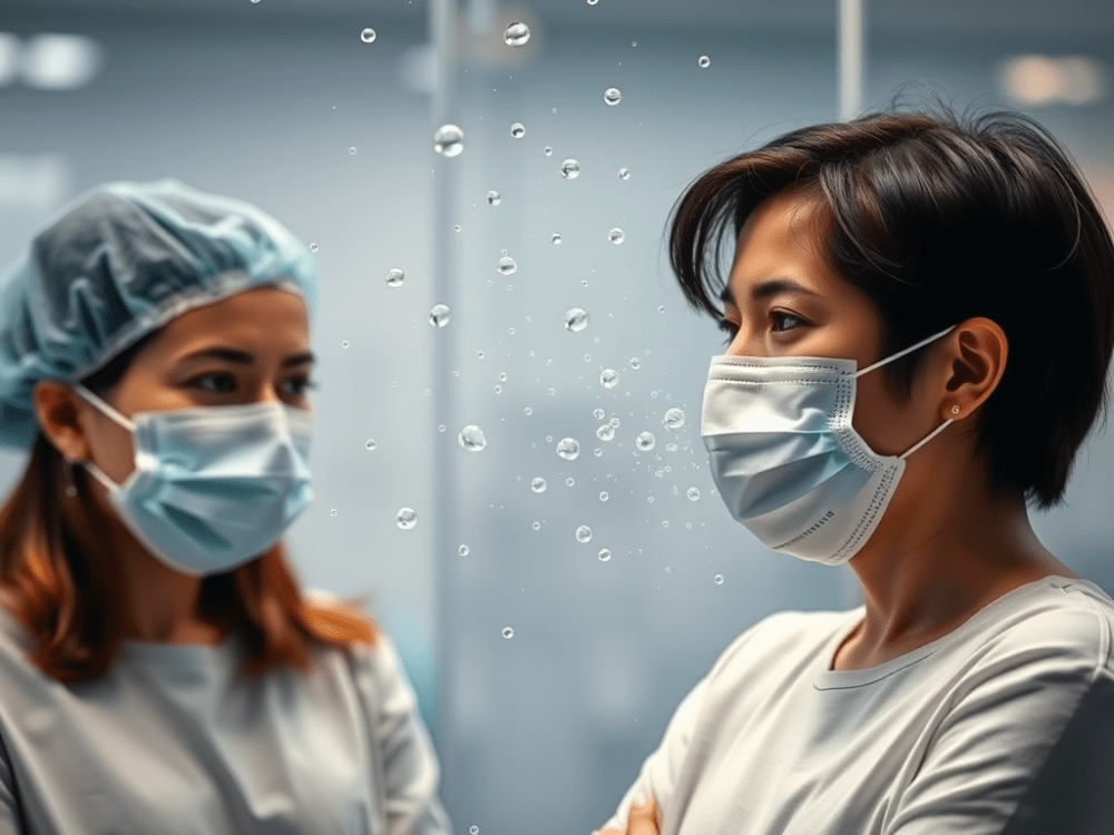 Double Mask Efficiency vs. Aerosols (Flow Simulation) 二重マスクの空気中粒子対策効率