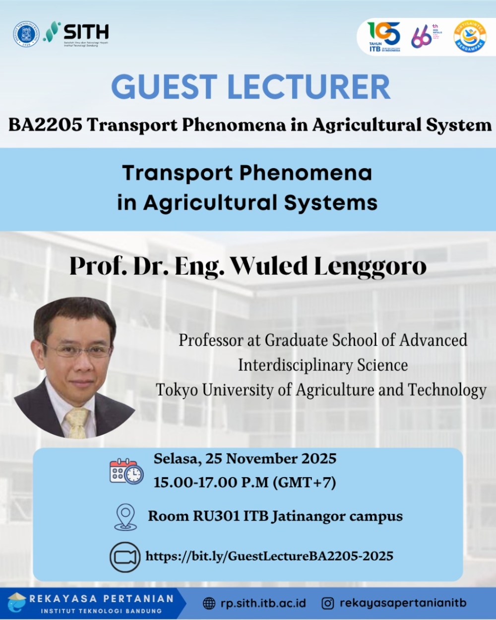 Class: ITB 2025/11/25 “Transport Phenomena in Agricultural System”